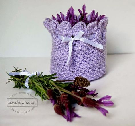 Free Crochet Lavander Potpourri Holder Pattern (Great Gift Idea) | FREE Crochet Patterns | Bloglovin’ Free Crochet Rose Pattern, Crochet Sachet, Lavender Potpourri, Crochet Lavender, How To Tie Ribbon, Crochet Hats Free Pattern, Lavender Bags, Crochet Set, Crochet Rose