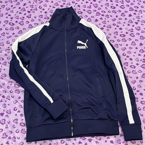 PUMA womens Iconic T7 Athletic Full Zip - Navy New... - Depop Puma Outfit, Puma Jacket, Mario, Navy, Wardrobe, Boots, Clothes For Women, Outfit Inspo, Closet