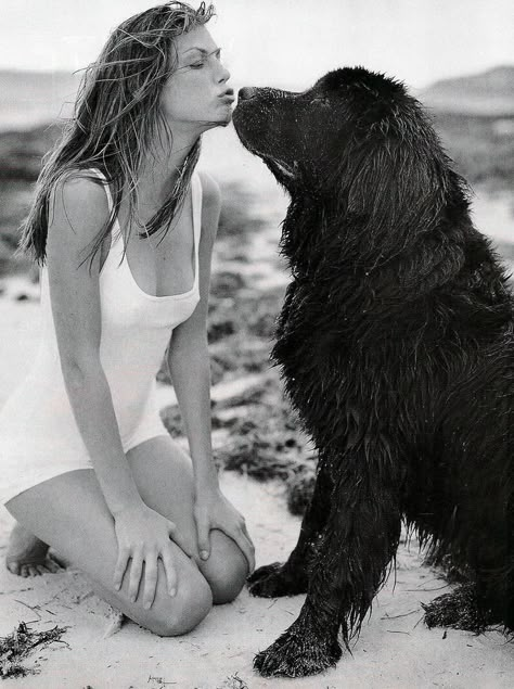 Dog Photoshoot Pet Photography, Angela Lindvall, Vintage Editorials, Newfoundland Dogs, Dogs And Humans, Bruce Weber, Dog Photoshoot, Best Swimwear, Vogue Us