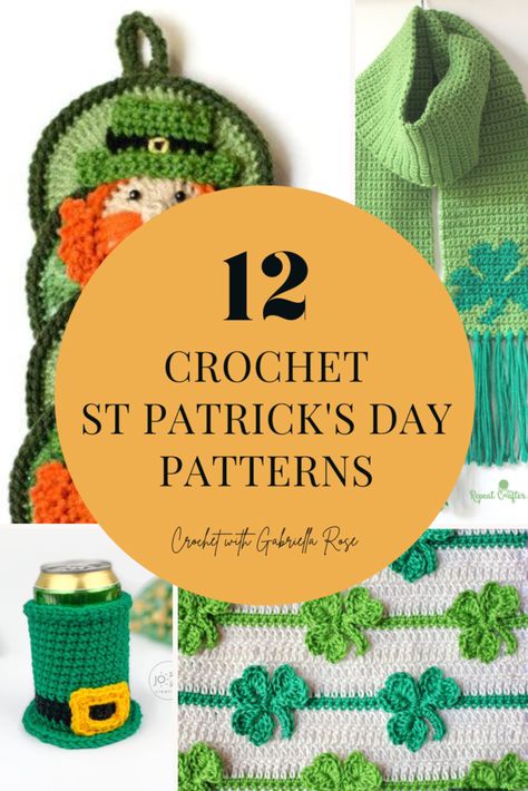 12 Must Have St Patrick's Day Crochet Patterns St Patrick Day Crochet Free Patterns, Crochet At Patrick’s Day, St Pattys Day Crochet Free Pattern, Saint Patricks Day Crochet Patterns, St Patrick Crochet, St Patrick’s Crochet, Shamrock Crochet Pattern, St Patrick Crochet Patterns Free, March Crochet Projects