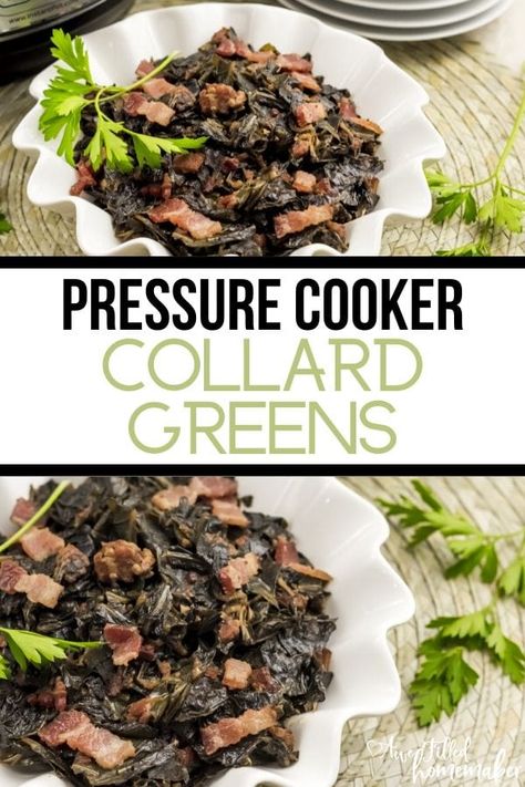 I love collard greens and always have! They are so delicious and a great, healthy and low carb dish that is perfect all year long! Serve. with your favorite meat for a complete meal! Perfect with Salmon or as a side dish for St Patricks Day too! #InstantPot #PressureCooker #Mealthy #CollardGreens #Vegetables #LowCarb #SideDish #StPaddysDay #StPatricksDay Pressure Cooker Collard Greens, Instant Pot Collard Greens Recipe, Instant Pot Collard Greens, Crockpot Collard Greens, Vegan Collard Greens, Southern Style Collard Greens, Southern Collard Greens, Southern Greens, Collard Greens Recipe