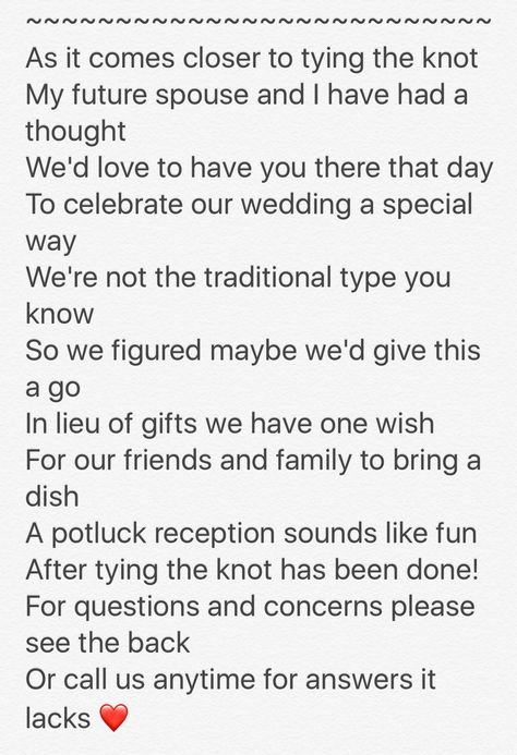 Potluck wedding wording Potluck Wedding Reception Invitations, Backyard Wedding Potluck, Potluck Style Wedding, Potluck Wedding Ideas, Potluck Wedding Invitation, Potluck Reception Weddings, Wedding Potluck Ideas, Wedding Potluck, Potluck Wedding Reception