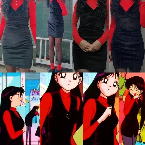 Sailor Moon Rei Sailor Moon Outfits, Sailor Mars Inspired Outfits, Subtle Anime Cosplay, Rei Hino Outfit, Sailor Moon Outfit Inspired, Sailor Mars Outfit, Sailor Moon Inspired Outfits, Comic Planning, Closet Costumes