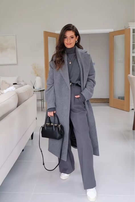 Voluminous Belted Wool Coat curated on LTK Grey Coat Outfit Winter, Grey Coat Outfit, Wool Coat Outfit, Coat Outfit Casual, Belted Wool Coat, Winter Coat Outfits, Color Outfits, Mode Hijabi, Classy Winter Outfits