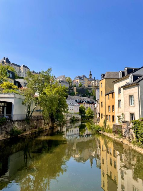 Luxembourg - aesthetic - city - water Luxembourg City Aesthetic, Luxembourg Aesthetic, Interrail Europe, Coquette Summer, Luxembourg City, Aesthetic City, Vacation Vibes, Instagram Ideas Photography, Europe Trip