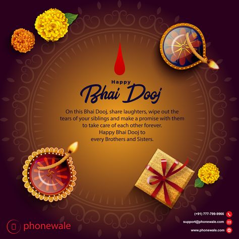 Happy Bhai Dooj #Diwali #BhaiDooj #Phonewale Bhaidooj Creative Post, Bhai Dooj Creative Poster, Bhai Dooj Creative Ads, Bhai Dooj Post, Bhaiya Dooj, Navratri Ideas, Bhai Dooj Wishes, Happy Bhai Dooj, Mata Ji