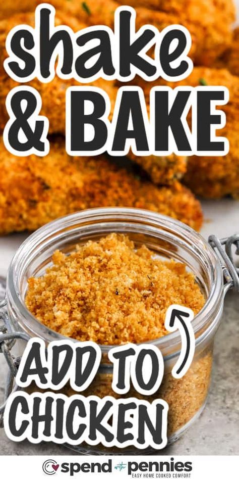 You can enjoy the fried chicken flavor from your oven or air fryer with this shake 'n bake recipe. Combine breadcrumbs and cornmeal with tasty seasonings. Add a little oil for a crispy coating on your chicken breasts or pork chops. Dip the meat in egg, dredge in the mix, and cook until crispy and juicy. It's a hit every time! This homemade mix makes the best shake-and-bake chicken ever! #spendwithpennies Chicken Drumstick Recipes Shake And Bake, Crispy Shake And Bake Chicken, Chicken Marinade For Oven Baked, Shack And Bake Chicken, Baked Chicken Seasoning Recipes, Diy Shake And Bake Chicken, Fry Chicken In Air Fryer, Shake And Bake Chicken Thighs, Shake And Bake Chicken Recipes