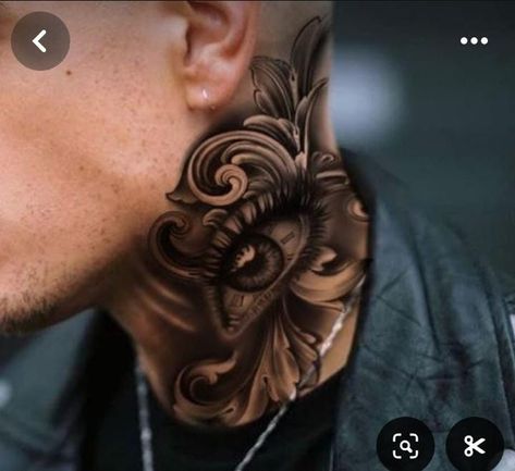 Eye Neck Tattoo, Calf Tattoo Ideas, Front Neck Tattoo, Full Neck Tattoos, Ant Tattoo, Leg Sleeve Tattoos, Harry Tattoos, Leg Tattoo Ideas, Chicanas Tattoo