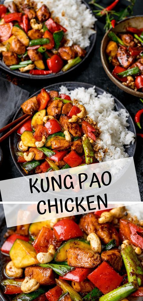 Homemade Kung Pao Chicken, Sir Fry Recipes Chicken, Spicy Kung Pao Chicken, Chicken Stir Fry Spicy, Kang Pao Chicken Recipe, Chicken Stirfry Recipes Stir Fry Sauce, Healthy Fakeaway Recipes, Kung Pow Chicken Recipe, Kung Pow Chicken