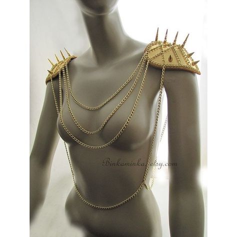 Golden Spike, Body Chain Harness, Chain Harness, Studs And Spikes, Clothes Black, Dresses Online Shopping, Cute Bras, Body Harness, Dress Clothes