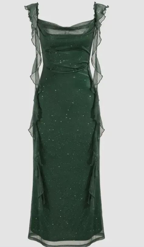 Mazzy Star Dress, Dark Green Dress Aesthetic, Mazzy Star Prom Dress, Yule Ball Slytherin Dress, Slytherin Yule Ball Dresses Aesthetic, Green Fairy Core Prom Dress, Yule Ball Dress Slytherin, 90s Prom Dress Grunge Green, Slytherin Dresses