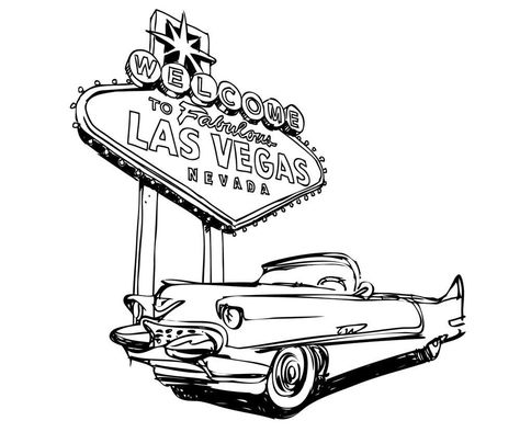 Las Vegas Drawing, Vegas Drawing, Vegas Tattoo, Vegas Skyline, Las Vegas Sign, Vegas Sign, Las Vegas City, Sketch Tattoo, Sign Stencils