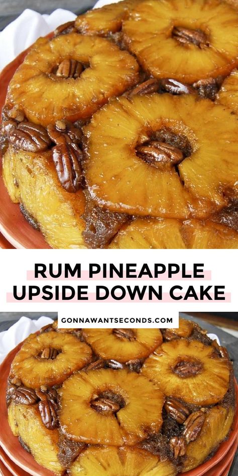 Rum Cake Recipe, Dessert Board, Pineapple Desserts, Dump Cakes, Boozy Desserts, Pineapple Recipes, Rum Cake, Pineapple Upside, Pineapple Upside Down Cake