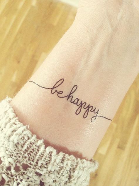 My 2015 Focus Word / Phrase is Be Happy... I will be using this phrase to shape the decisions I make throughout the year. A be happy mindset is key! happiness mindset Love Wrist Tattoo, Focus Word, Meaningful Word Tattoos, Happy Mindset, Happiness Tattoo, Meaningful Wrist Tattoos, 16 Tattoo, Phrase Tattoos, Cute Tiny Tattoos