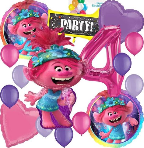 PRICES MAY VARY. BIRTHDAY PARTY DECORATIONS - This bundle set of bulk décor is perfect for birthday parties for boys and girls and can be used at home, school, nursery, the park, or any party venue. Use these balloons as decoration and party favors to send home with guests PACKAGE INCLUSION - This set comes with 7 foil balloons, 9 latex balloons, and 1 birthday card INFLATE WITH HELIUM OR AIR - These balloon can be inflated with a helium inflator (to float) or with air using a balloon air inflat Trolls World Tour Party, Birthday Parties For Boys, Trolls Birthday Party Cake, Foil Balloon Bouquet, Trolls Birthday Party, Trolls World Tour, Troll Party, 1st Birthday Cards, 1 Birthday