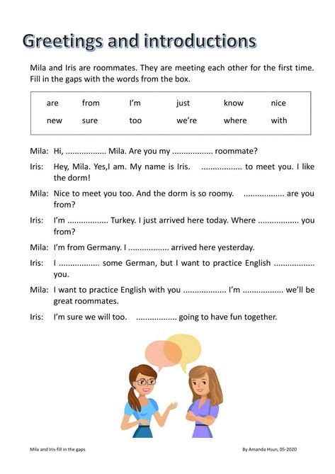 Greetings and introductions - Ficha interactiva Greetings And Introductions In English, Greetings In English, Student Worksheet, Life Skills Lessons, Cursive Writing Worksheets, Idiomatic Expressions, English For Beginners, English Worksheet, English Exercises