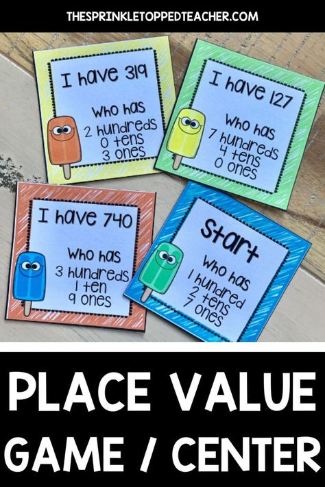 Do you have students that struggle with place value? Place value is often one of the first math concepts that throws kids for a loop because it’s pretty abstract. I love using games to teach in my class because they’re always engaging. and help students master difficult concepts. My 3 Digit Place Value Activities are super versatile, engaging, and helpful for kids who struggle with this concept. | place value games | teaching place value | hands on activity for place value | place value | 3 Digit Place Value, Games For Grade 1, Teaching Place Value, Math Review Activities, Place Value Game, Place Value Games, Activities For The Classroom, Teaching Place Values, Place Value Activities