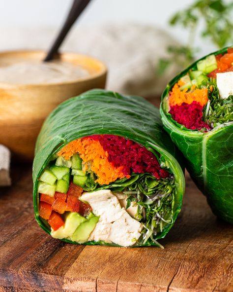 Raw Tofu Recipes, Raw Vegan Aesthetic, Raw Vegan Wraps, Raw Vegan Lunch, Raw Tofu, Raw Foods Diet, Raw Wraps, Collard Wraps, Raw Eating