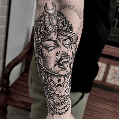 Kali Tattoo, Hindu Tattoos, Ganesh Tattoo, Tato Tradisional, Hindu Tattoo, Neotraditional Tattoo, Polynesian Tattoos, Ganesha Tattoo, God Tattoos