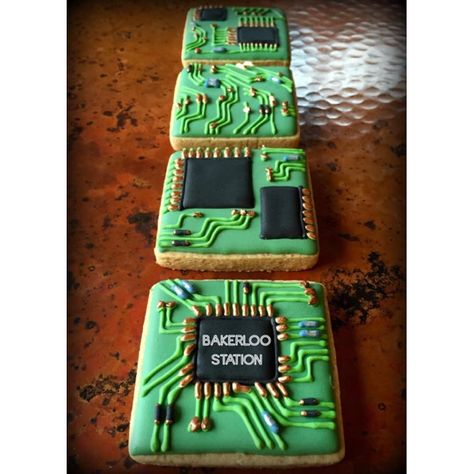 Christine Donnelly on Instagram: “Circuit boards! (Inspired by @peachykeencookies ) #nerdtastic #gettingmygeekon #computernerd #nerdcookies #geekcookies #circuitboards…” Computer Cookies, Computer Nerd, Creative Cookies, Floral Cake, Cookie Art, Wedding Desserts, 10th Birthday, Circuit Board, Colouring Pages