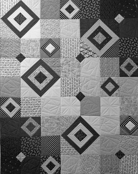 Black White And Gray Quilts, Monochromatic Quilt, Black And White Squares, Hip To Be Square, Janome Sewing Machine, Fun Quilt, Two Color Quilts, Black And White Quilts, White Quilts