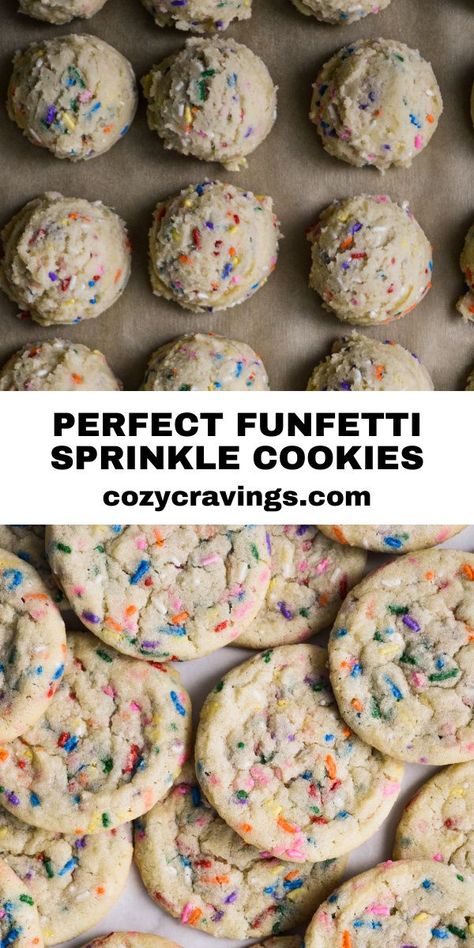 Soft Funfetti Cookies, Sourdough Funfetti Cookies, Funfetti Sandwich Cookies, Cookies With Sprinkles On Top, Smile Cookies, Tasty Sweets, Cookie Crumble, Funfetti Cookies, Sprinkles Recipe