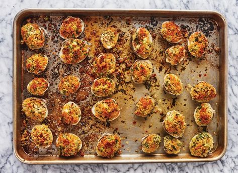 Just wanted to share this delicious recipe from Lidia Bastianich with you - Buon Gusto! Baked Clams Oreganata Clams Oreganata Baked, Clams Oreganata Recipes, Lidia Bastianich Recipes Lydias Italy, Lidia Bastianich Recipes, Baked Clams Recipe, Clams Oreganata, Oreganata Recipe, Baked Clams Oreganata, Lidias Italy Recipes