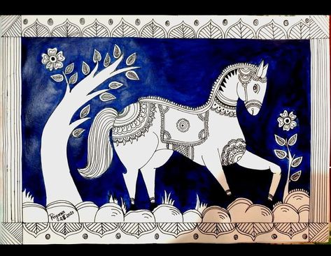 #Kalamkaripainting Painting Of Horse, Birds Motifs, Kalam Kari, Kalamkari Art, Mithila Art, Bird Craft, Indian Arts, Durga Painting, Kalamkari Painting