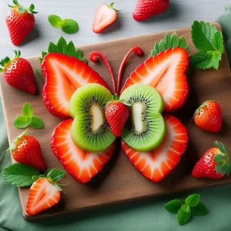 Michelin star chefs pro | How creative🤩 Strawberry butterfly | Facebook Butterfly Fruit Platter, Butterfly Strawberries, Butterfly Fruit, Strawberry Butterfly, Butterfly Food, Toddler Foods, Amazing Food Decoration, Michelin Star Chef, Baking Party