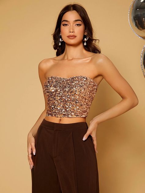 Sequin Tube Top Outfit, Sequin Tube Dress, Tube Top Outfits, Concert Makeup, Crop Tube Top, Cropped Tube Top, Tube Dress, Women Tops, Type 1