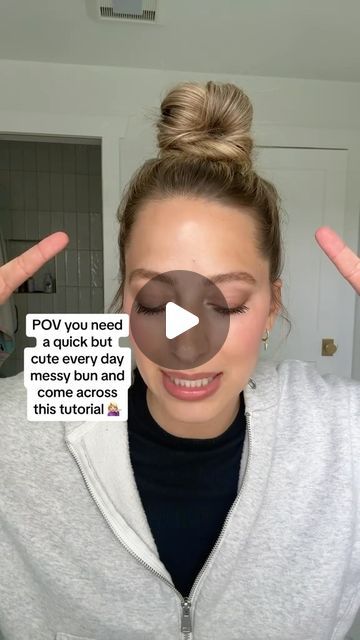 laineyostromMarch 19, 2024 on : "You don’t have to have hair experience to be able to do this updo! It’s quick, easy, and cute 😍 - #updohairstyles #updostyles #qui...". Mid Length Updo Easy, Mid Length Updo, Mid Length Hair Updo, Messy Top Bun, Quick Messy Bun, Updo Easy, Top Knot Bun, Messy Bun Tutorial, A Messy Bun