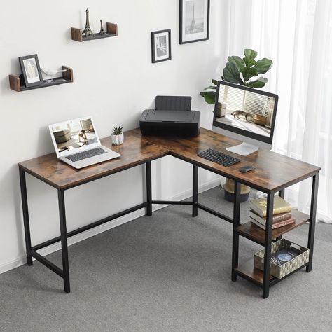 Williston Forge Enprise L-Shape Desk & Reviews | Wayfair Mesa Home Office, Table Pc, L Shaped Corner Desk, Interior Kantor, Space Saving Desk, Angle Design, L Shape Desk, Corner Computer Desk, Desk Shelves