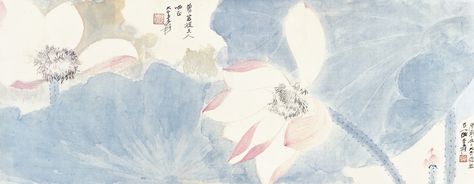 zhang, daqian blossoming ||| flowers & birds ||| sotheby's hk0521lot7ndrren Zhang Daqian, Flower Header, Superflat, Cute Twitter Headers, Lotus Painting, Iphone Wallpaper App, Header Banner, Ethereal Art, Chinese Painting