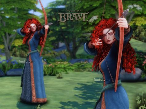 Sims 4 Merida Cc, Sims 4 Cc Merida Dress, Sims 4 Disney Princess Cc Hair, Sims 4 Moana Cc, Sims 4 Beauty And The Beast Cc, Sims 4 Disney Cc, Merida Hair, Princess Workout, Merida Dress