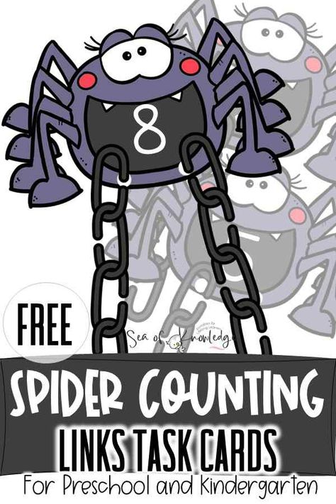 Spider Counting Plastic Links Build a Web Spider Math Activities For Preschool, Spider Math Preschool, Spider Math Activities, Spider Math, Spider Card, Spider Activities, Halloween Counting, Halloween Math Activities, Math Mats