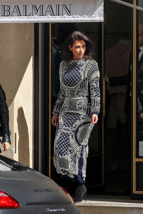 April 14, 2014 Kim Kardashian Balmain Kim Kardashian Balmain, Kim Kardashian 2014, Posh Dresses, Kim Kardashian Hair, Lanvin Dress, Kanye West And Kim, Kardashian Outfit, Kim Kardashian And Kanye, Kim Kardashian Style