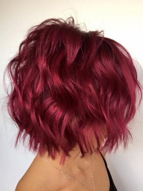 Short Haircuts Wavy Hair, Magenta Hair Colors, Red Bob Hair, Magenta Hair, Short Ombre Hair, Bright Red Hair, Haircuts For Wavy Hair, Haircuts Short, Hair Red