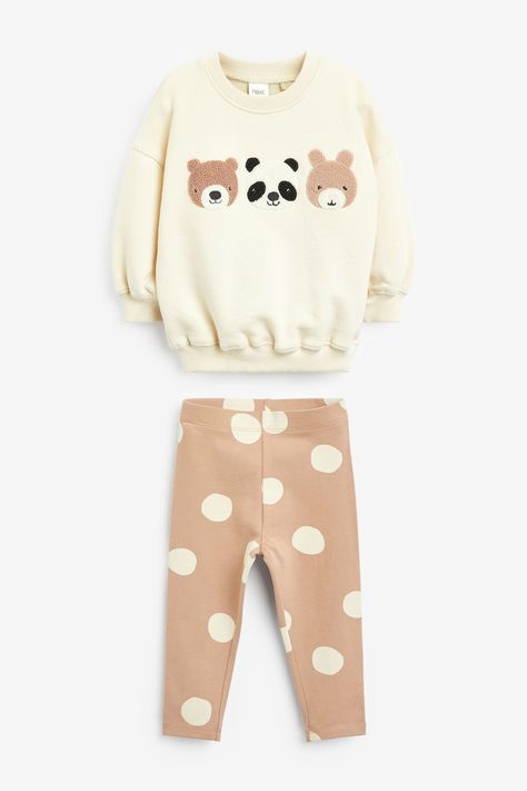 Buy Neutral Character Sweatshirt And Leggings Set (3mths-7yrs) from the Next UK online shop Sweatshirt And Leggings, 23 Fashion, Thermal Leggings, Winter 23, Matching Leggings, Baby Pajamas, Leggings Set, Girls Tees