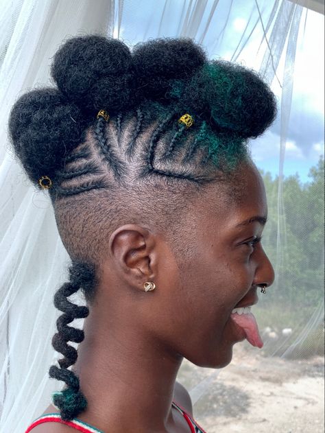 Braids And Mohawk Black Women, Mohawk Locs For Women, Mohawk With Braids, Black Hair Mohawk, Black Woman Mohawk, Braided Faux Hawk Black, Braiding Mohawk Hairstyles, Black Mohawk Hairstyles, Afro Mohawk