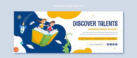 Free vector flat design minimal internat... | Free Vector #Freepik #freevector #school-website #course-banner #profile-banner #education-banner Education Banner, School Template, Facebook Cover Template, School Banner, Driving School, Education Design, International School, Math For Kids, Design Minimal