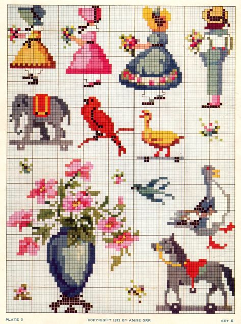 Bonnet Girl Cross Stitch Pattern Sheet 1921 Anne Orr Knitting Embroidery, Sewing Crochet, Embroidery Quilting, Vintage Cross Stitch Pattern, Tiny Cross Stitch, Patterns Sewing, Pola Kristik, Mini Cross Stitch, Cross Stitch Baby