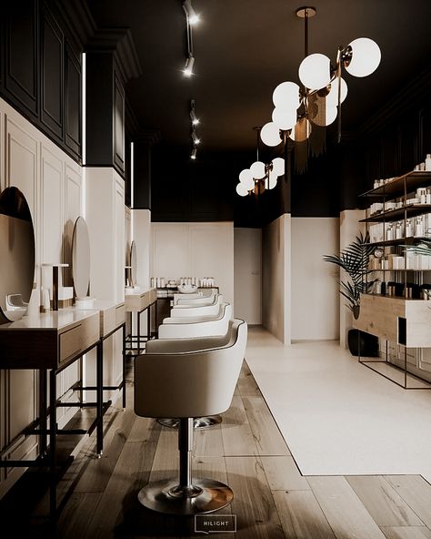 French Salon Interior, Barbershop Interior Design, Salon Seating Area, Hair Salon Interior Design, Salon Interior Design Ideas, Interior Design Color Schemes, Nail Salon Interior Design, Beauty Salon Interior Design, Nail Salon Interior