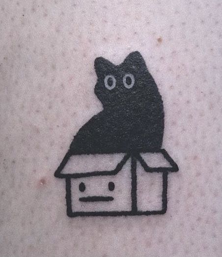 Small Niche Tattoos, Magic Cat Tattoo, Junebug Tattoo, Tuxedo Cat Tattoo, Cutesy Tattoos, Cute Cat Tattoo, Funky Tattoos, Saved Tattoo, Black Cat Tattoos