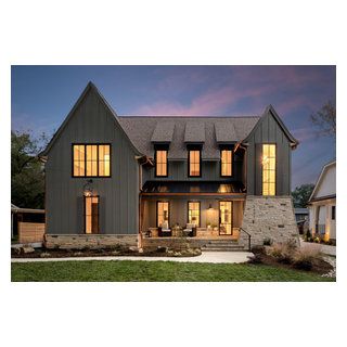 Heather Lane Front Elevation - Modern - Exterior - Charlotte - by Pike Properties | Houzz Vertical Board And Batten, Pike Properties, Board And Batten, Front Elevation, Modern Exterior, House Stuff, Modern Farmhouse, Lush, Heathers