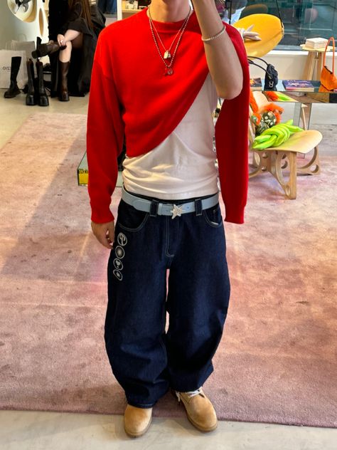 Blue And Red Outfit, Red And Blue Outfit, Blue Outfit Aesthetic, Timbs Outfits, Outfit Ideas Men, Outfit Inso, Streetwear Outfit Ideas, Streetwear Fits, Aesthetic Fits