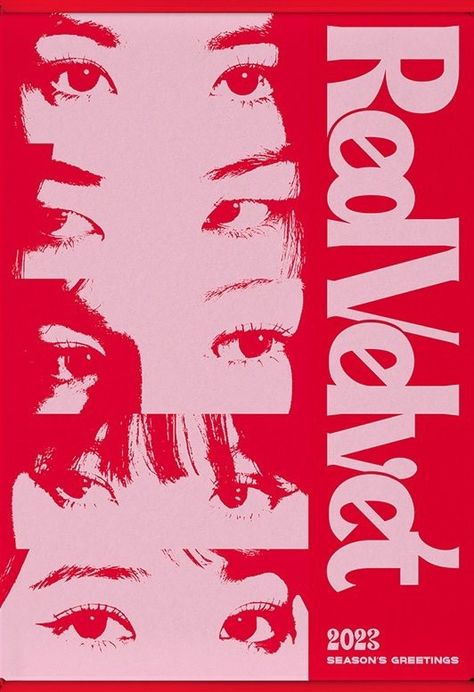 Red Velvet Poster Print, Kpop Season Greetings Design, Red Singer Aesthetic, Red Velvet Poster Aesthetic, Red Velvet Season Greeting 2023, Red Velvet Poster Edit, Red Velvet Y2k, Seulgi Poster, 2000s Graphic Design