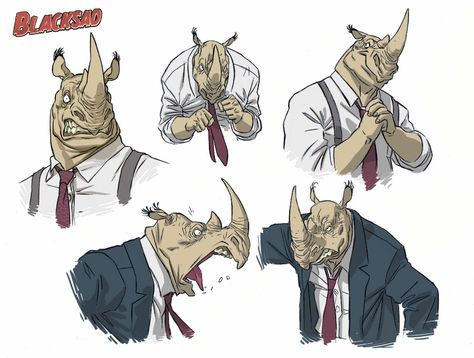 ArtStation - Blacksad: Under the Skin - Rhino Character, OB Studios Rhinoceros Character Design, Rhino Anthro, Rhino Character Design, Rhino Character, Rhino Cartoon, Rhino Drawing, Rhinoceros Art, Rhino Art, Disney Art Style