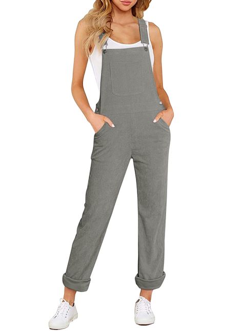 PRICES MAY VARY. Material: 100% Polyester. Women's overalls are made of super soft, breathable and comfy fabric, making you feel comfort all day Women's corduroy vintage overalls feature buckle adjustable straps and side button closures. Feature: This corduroy jumpsuits for women feature a adjustable straps, side buttons, and come in an easy, relaxed fit Occasion: The corduroy jumpsuit is perfect choice for your daily wear, work office, business outfit, outdoor activities, shopping, club, party, Grey Overalls, Women's Overalls, Outfit Outdoor, Corduroy Jumpsuit, Vintage Overalls, Fabric Making, Bib Overalls, Office Business, Overalls Women