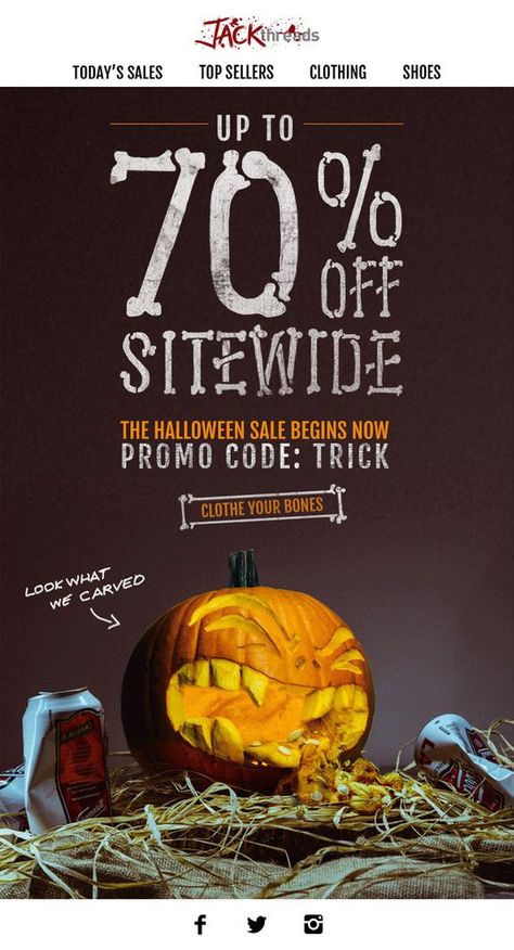 35 Halloween Email Examples: Inspiration for Halloween Email Campaigns Halloween Advertising, Halloween Ads, Email Banner, Newsletter Design Templates, Email Layout, Email Inspiration, Ad Ideas, Email Ideas, Email Marketing Design Inspiration