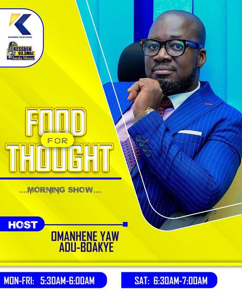 Food for thought morning show on kessben TV and radio designed by OPPOMENCE graphics Radio Poster Design, Jesus Background, Couple With Baby, Radio Design, Birthday Flyer, Flyer And Poster Design, Tv Station, Morning Show, Church Design